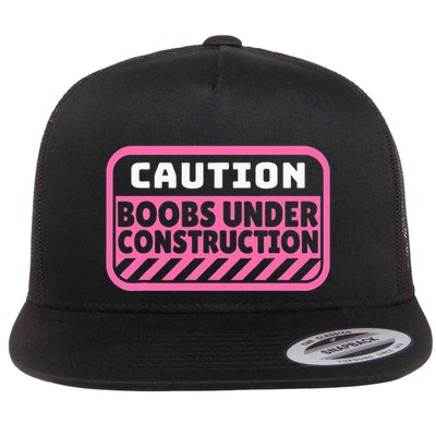 Caution Boobs Under Construction Cancer Flatbill Hat