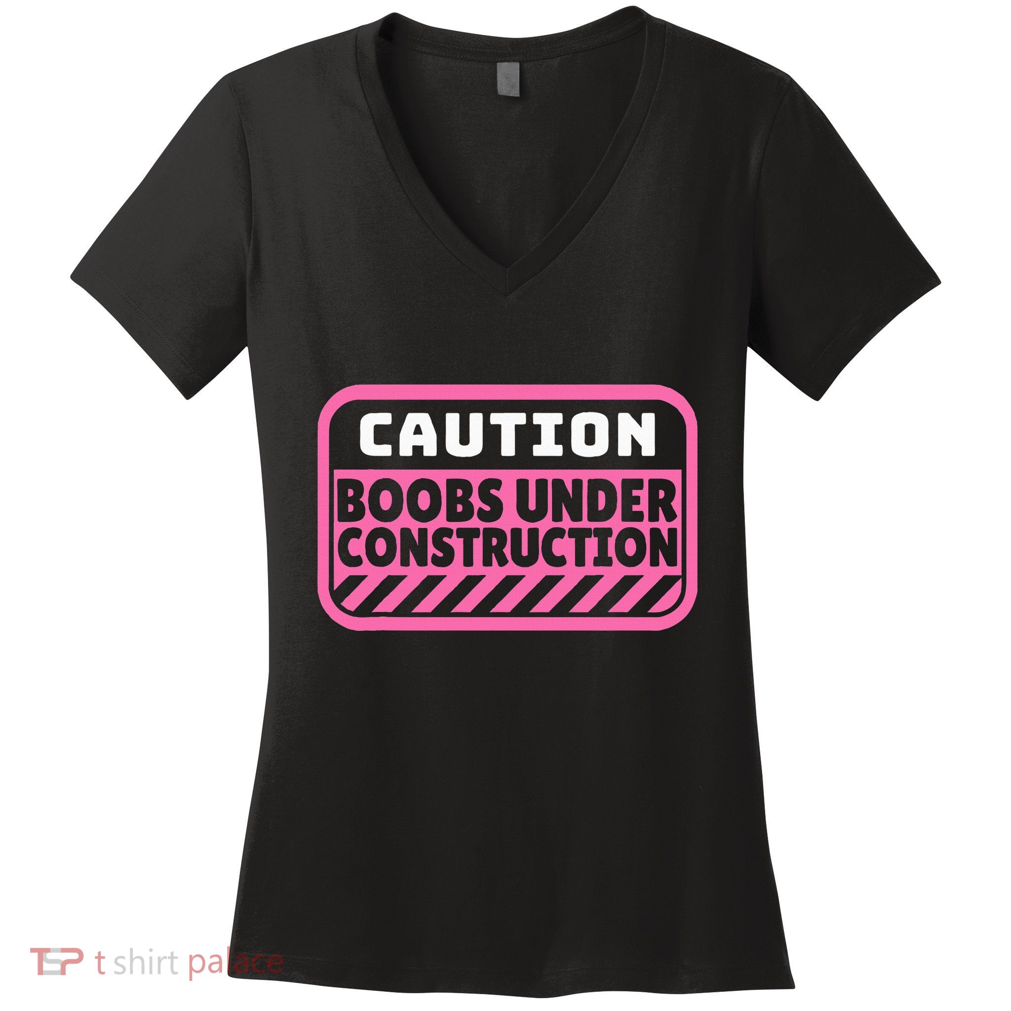 Caution Boobs Under Construction Cancer Women's V-Neck T-Shirt