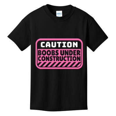 Caution Boobs Under Construction Cancer Kids T-Shirt