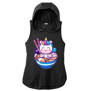 Cute Baby Unicorn Ramen Bowl Ladies PosiCharge Tri-Blend Wicking Draft Hoodie Tank