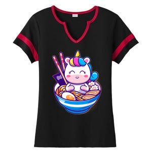 Cute Baby Unicorn Ramen Bowl Ladies Halftime Notch Neck Tee