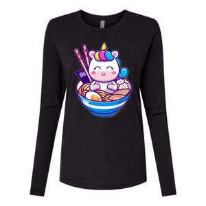 Cute Baby Unicorn Ramen Bowl Womens Cotton Relaxed Long Sleeve T-Shirt