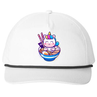 Cute Baby Unicorn Ramen Bowl Snapback Five-Panel Rope Hat