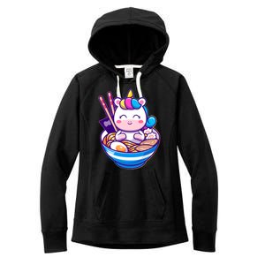 Cute Baby Unicorn Ramen Bowl Women's Fleece Hoodie