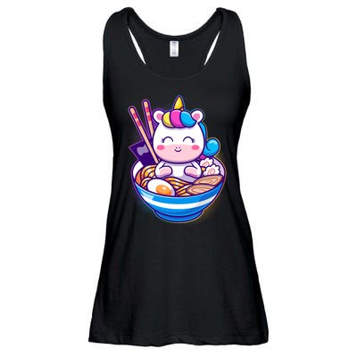 Cute Baby Unicorn Ramen Bowl Ladies Essential Flowy Tank