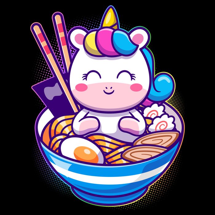 Cute Baby Unicorn Ramen Bowl Flatbill Hat