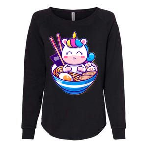 Cute Baby Unicorn Ramen Bowl Womens California Wash Sweatshirt