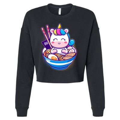 Cute Baby Unicorn Ramen Bowl Cropped Pullover Crew