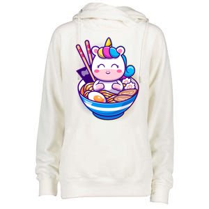 Cute Baby Unicorn Ramen Bowl Womens Funnel Neck Pullover Hood