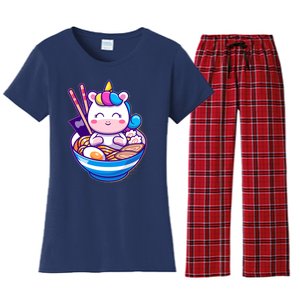 Cute Baby Unicorn Ramen Bowl Women's Flannel Pajama Set