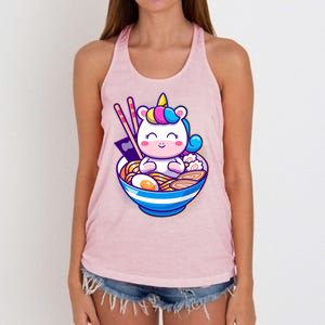 Cute Baby Unicorn Ramen Bowl Women's Knotted Racerback Tank