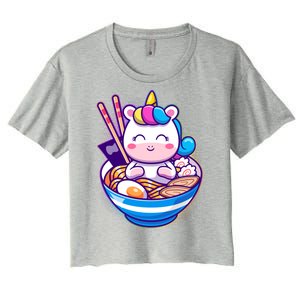 Cute Baby Unicorn Ramen Bowl Women's Crop Top Tee