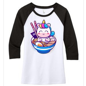 Cute Baby Unicorn Ramen Bowl Women's Tri-Blend 3/4-Sleeve Raglan Shirt