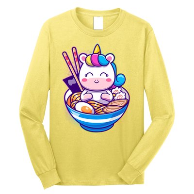 Cute Baby Unicorn Ramen Bowl Long Sleeve Shirt