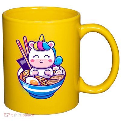 Cute Baby Unicorn Ramen Bowl 11oz C Handle Ceramic Mug