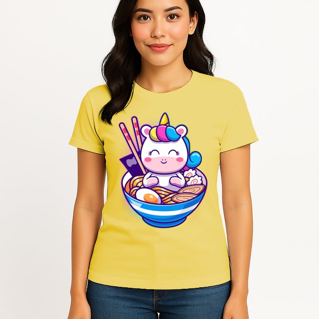 Cute Baby Unicorn Ramen Bowl Womens T-Shirt