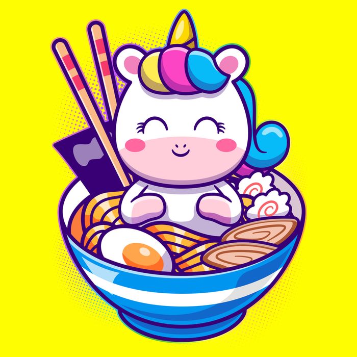 Cute Baby Unicorn Ramen Bowl Womens T-Shirt