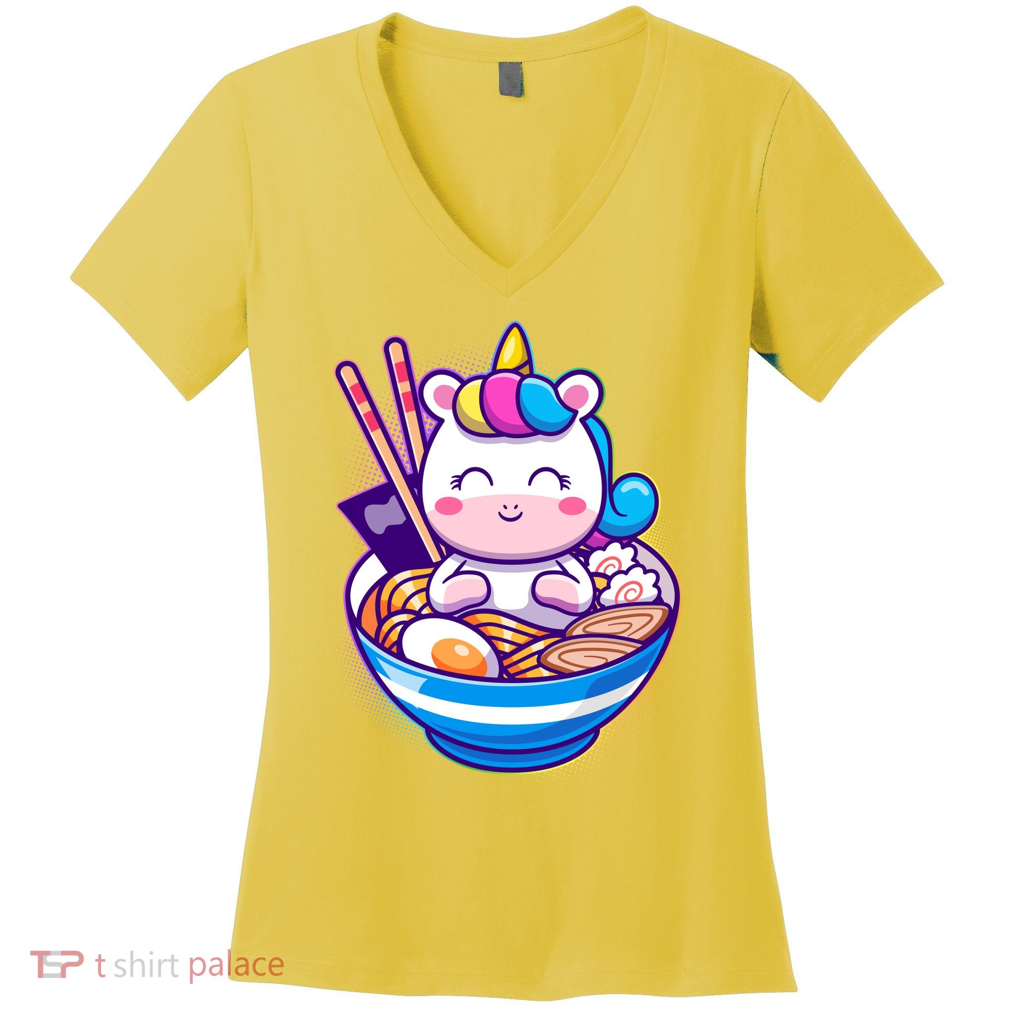 Cute Baby Unicorn Ramen Bowl Women's V-Neck T-Shirt
