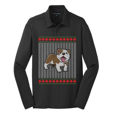 Cute Bulldog Ugly Christmas Funny Gift Design Silk Touch Performance Long Sleeve Polo