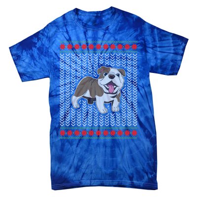 Cute Bulldog Ugly Christmas Funny Gift Design Tie-Dye T-Shirt