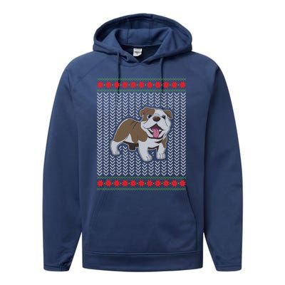 Cute Bulldog Ugly Christmas Funny Gift Design Performance Fleece Hoodie