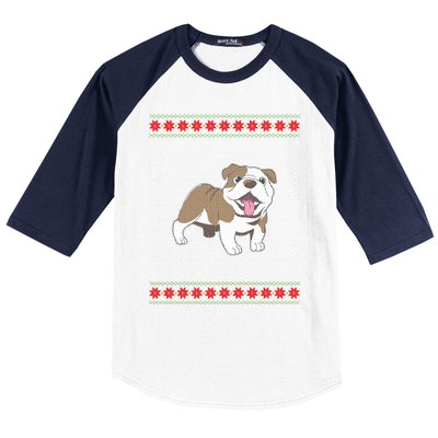 Cute Bulldog Ugly Christmas Funny Gift Design Baseball Sleeve Shirt