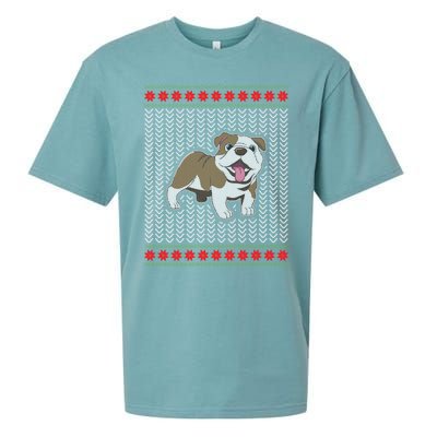 Cute Bulldog Ugly Christmas Funny Gift Design Sueded Cloud Jersey T-Shirt