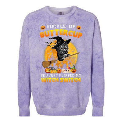 Cat Buckle Up Buttercup You Just Flipped My Witch Switch Colorblast Crewneck Sweatshirt