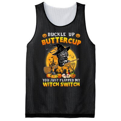 Cat Buckle Up Buttercup You Just Flipped My Witch Switch Mesh Reversible Basketball Jersey Tank