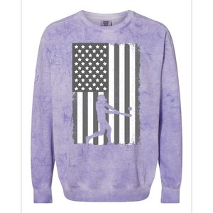 Cool Baseball Usa Player Us American Flag Meaningful Gift Colorblast Crewneck Sweatshirt