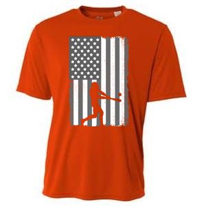 Cool Baseball Usa Player Us American Flag Meaningful Gift Cooling Performance Crew T-Shirt