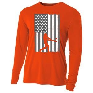 Cool Baseball Usa Player Us American Flag Meaningful Gift Cooling Performance Long Sleeve Crew