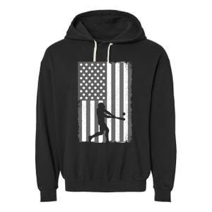 Cool Baseball Usa Player Us American Flag Meaningful Gift Garment-Dyed Fleece Hoodie