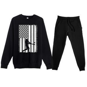 Cool Baseball Usa Player Us American Flag Meaningful Gift Premium Crewneck Sweatsuit Set