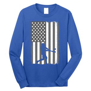 Cool Baseball Usa Player Us American Flag Meaningful Gift Long Sleeve Shirt