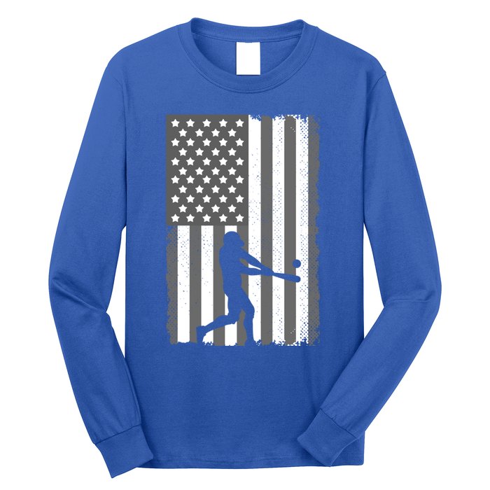 Cool Baseball Usa Player Us American Flag Meaningful Gift Long Sleeve Shirt