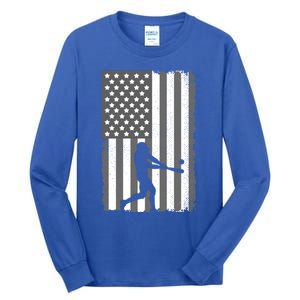 Cool Baseball Usa Player Us American Flag Meaningful Gift Tall Long Sleeve T-Shirt