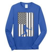 Cool Baseball Usa Player Us American Flag Meaningful Gift Tall Long Sleeve T-Shirt