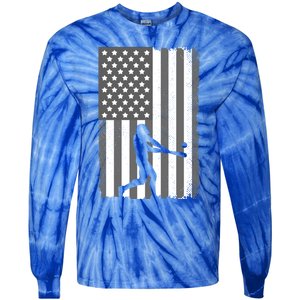 Cool Baseball Usa Player Us American Flag Meaningful Gift Tie-Dye Long Sleeve Shirt