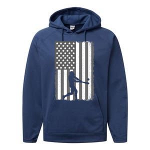 Cool Baseball Usa Player Us American Flag Meaningful Gift Performance Fleece Hoodie