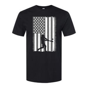 Cool Baseball Usa Player Us American Flag Meaningful Gift Softstyle CVC T-Shirt