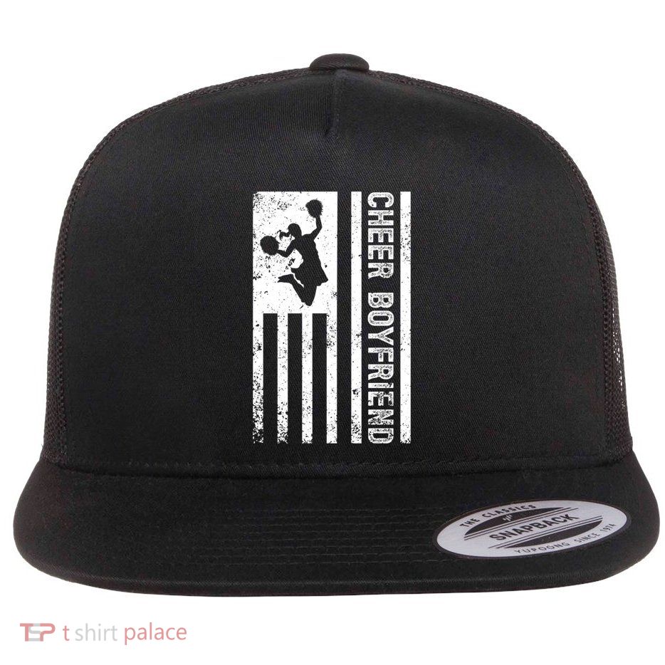 Cheer Boyfriend Us Flag Boyfriend Of A Cheerleader Boyfriend Gift Flatbill Hat