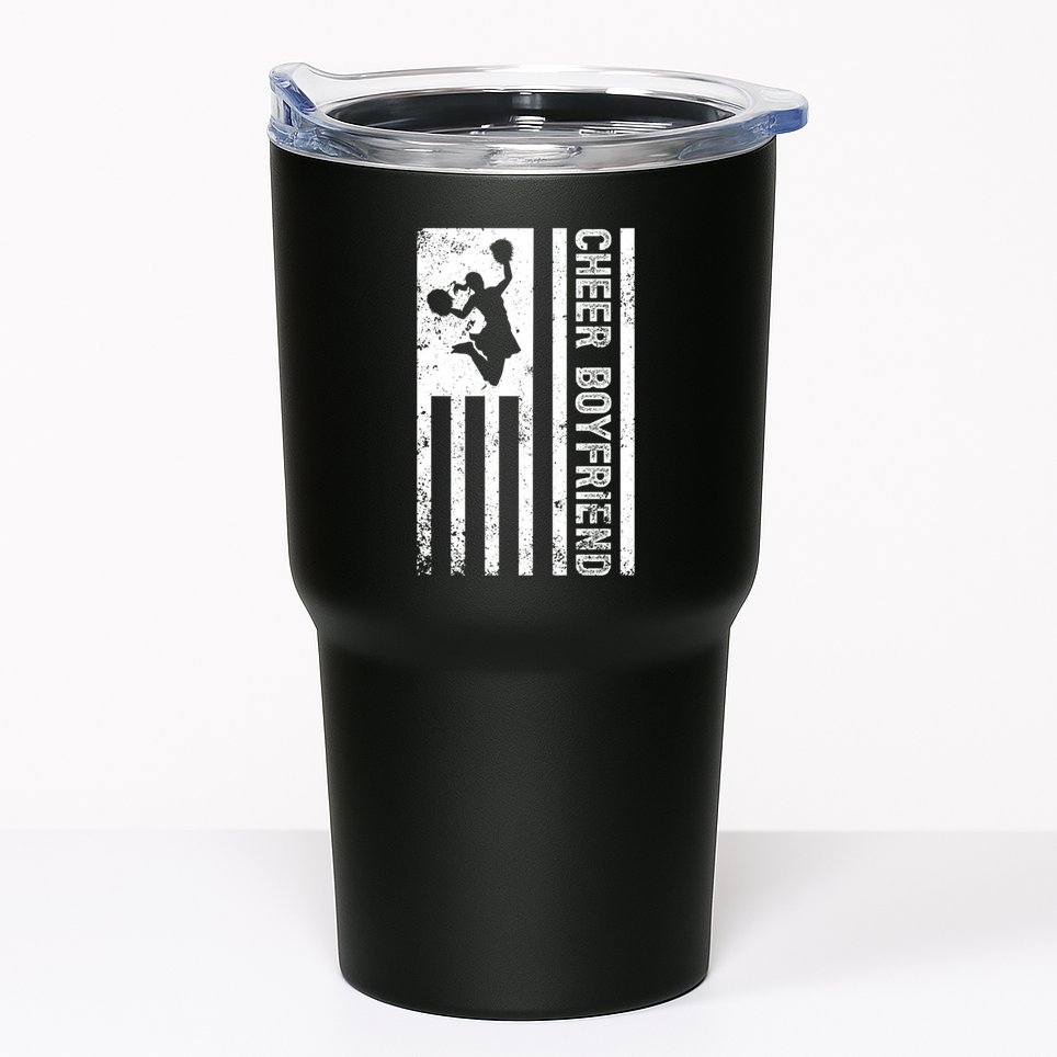 Cheer Boyfriend Us Flag Boyfriend Of A Cheerleader Boyfriend Gift Tumbler
