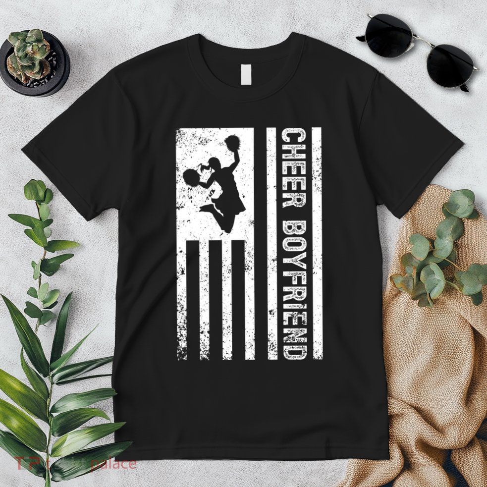 Cheer Boyfriend Us Flag Boyfriend Of A Cheerleader Boyfriend Gift Premium T-Shirt