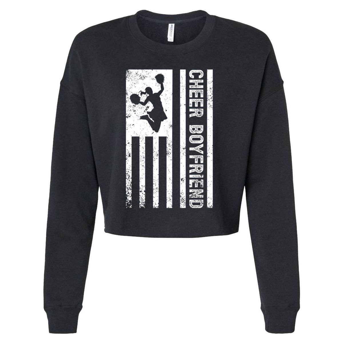 Cheer Boyfriend Us Flag Boyfriend Of A Cheerleader Boyfriend Gift Cropped Pullover Crew