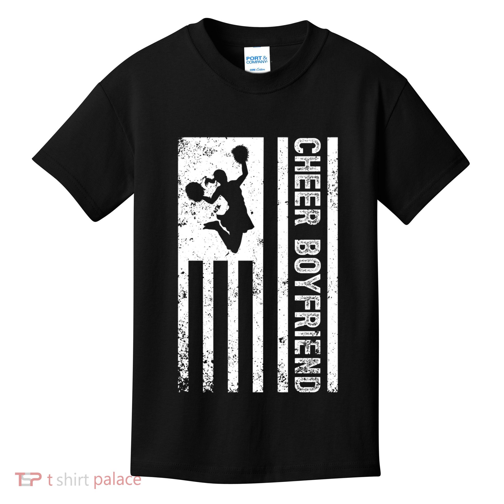 Cheer Boyfriend Us Flag Boyfriend Of A Cheerleader Boyfriend Gift Kids T-Shirt