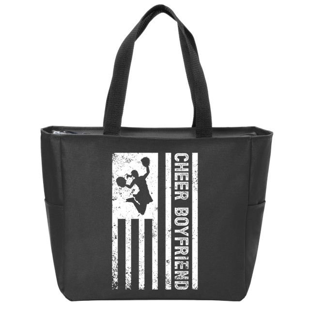 Cheer Boyfriend Us Flag Boyfriend Of A Cheerleader Boyfriend Gift Zip Tote Bag