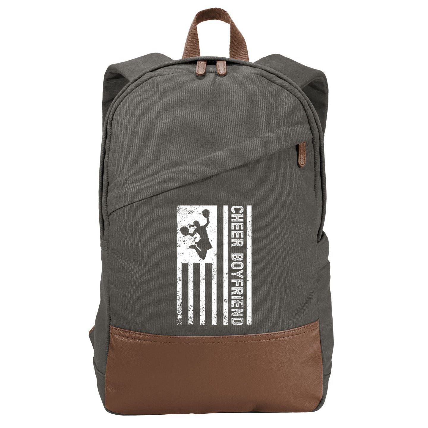 Cheer Boyfriend Us Flag Boyfriend Of A Cheerleader Boyfriend Gift Cotton Canvas Backpack