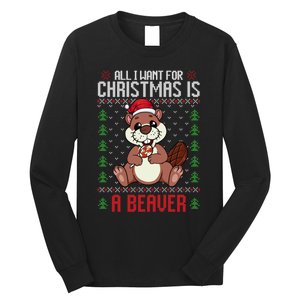 Christmas Beaver Ugly Xmas Sweater Christmas Beavers Lover Long Sleeve Shirt