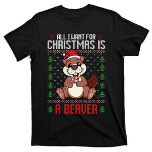 Christmas Beaver Ugly Xmas Sweater Christmas Beavers Lover T-Shirt